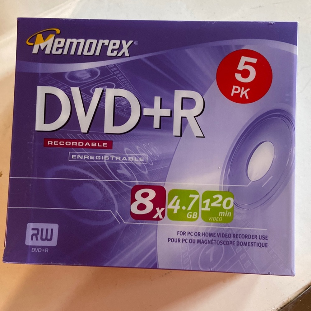 5 pk Memorex DVD+R - NEW